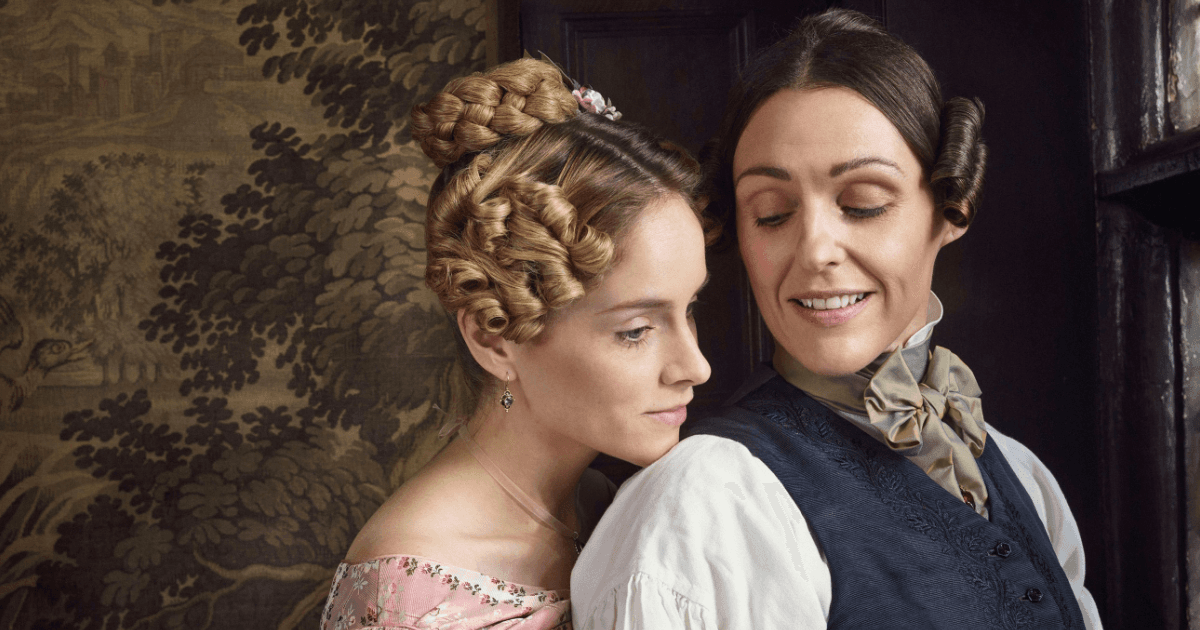 Two women in period dress from historical drama representing Anne Lister's era