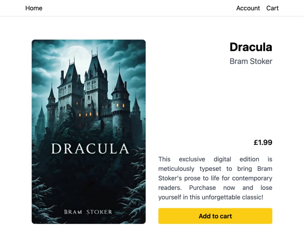 Product page for Bram Stoker's Dracula