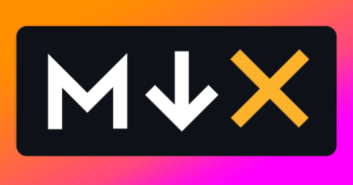 MDX logo with gradient background from orange to pink