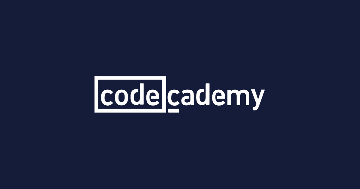 Codecademy logo in white text on dark blue background